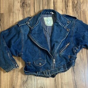Vintage Authentic Whipp Gold Rush Lined Denim Motorcycle Jacket Sz S